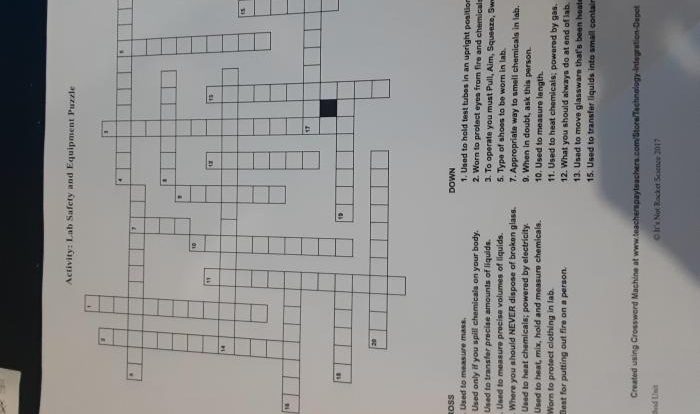 Lab equipment crossword puzzle answers