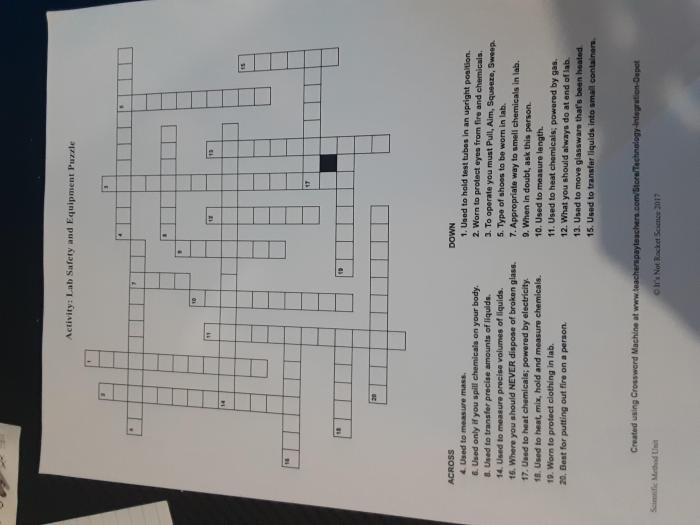 Lab equipment crossword puzzle answers