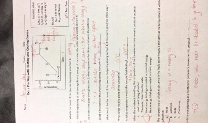 Heating curve for water worksheet answers