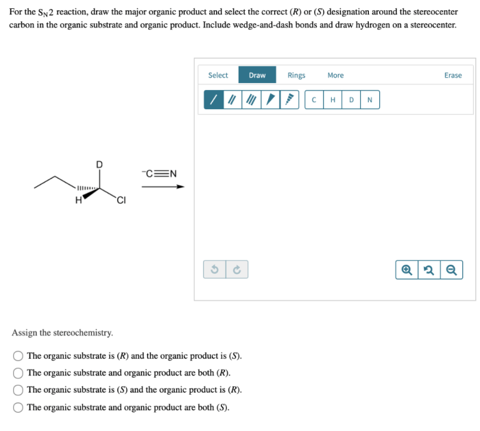 Draw the product of an sn2 reaction shown below