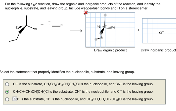 Draw the product of an sn2 reaction shown below